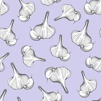 Garlic seamless pattern. Hand drawn vector illustration