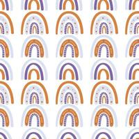 Abstract rainbow seamless pattern. Childrens pattern in muted pastel colors. Hand-drawn vector illustration. Design for textiles, packaging, wrappers