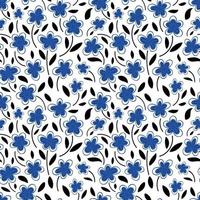 Seamless pattern of Blue chamomile flowers on a white background.Spring pattern. Vector flat illustration