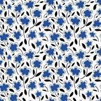 Seamless pattern of Blue chamomile flowers on a white background.Spring pattern. Vector flat illustration