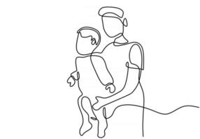 Continuous single drawn one line dad tosses a toddler by hand vector