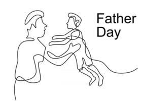 Father holding a child continuous one line drawing vector