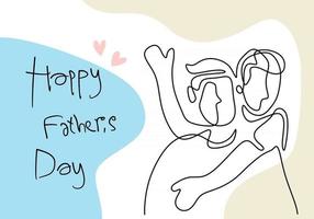 Father and his son continuous one line drawing vector