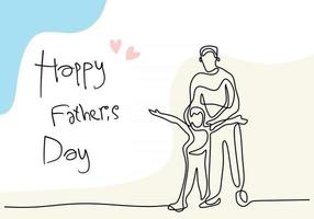 Father and his son continuous one line drawing vector