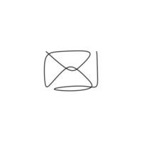 Continuous one line of email icon vector