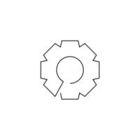 Continuous line of gear machine icon Gear machine logo in single line style isolated on white background vector