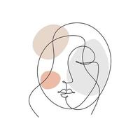 Continuous one line of woman abstract face isolated on white background vector