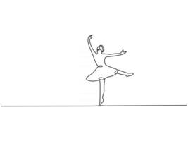 Continuous line of ballerina vector