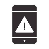 alert icon smartphone warning sign attention danger exclamation mark precaution silhouette style design vector