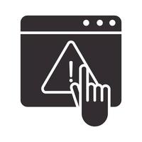 alert icon website click warning button attention danger exclamation mark precaution silhouette style design