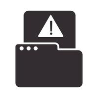 alert icon folder file data warning attention danger exclamation mark precaution silhouette style design vector