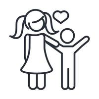 daughter and little son character family day icon in outline style vector