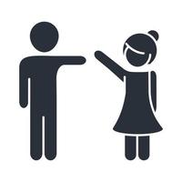 son and daughter little boy and girl family day icon in silhouette style vector