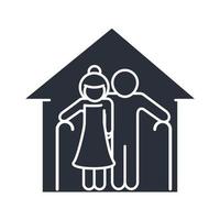 grandfather and grandmother with walk sitcks characters family day icon in silhouette style vector