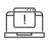 alert icon laptop website warning attention danger exclamation mark precaution line style design vector