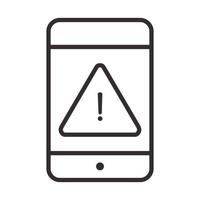 alert icon smartphone warning sign attention danger exclamation mark precaution line style design vector