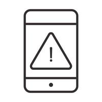 alert icon smartphone warning sign attention danger exclamation mark precaution line style design vector