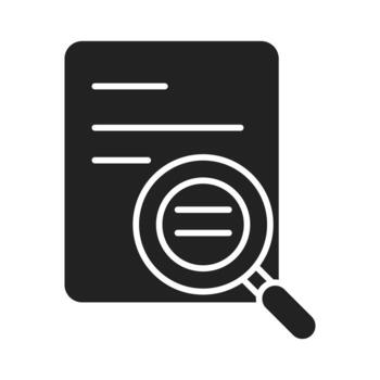 cyber security and information or network protection data magnifier analysis silhouette style icon vector