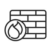 cyber security and information or network protection firewall system line style icon vector