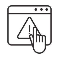 alert icon website click warning button attention danger exclamation mark precaution line style design vector