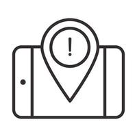 alert icon smartphone pointer location warning attention danger exclamation mark precaution line style design vector