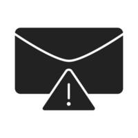 cyber security and information or network protection email warning spam silhouette style icon vector