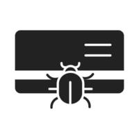 cyber security and information or network protection data infection virus bug silhouette style icon vector
