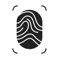 cyber security and information or network protection fingerprint silhouette style icon vector