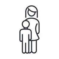 madre e hijo pequeño sentimientos icono del día de la familia en estilo de contorno vector