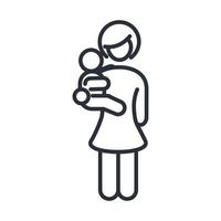 mother carrying a little son family day icon in outline style vector