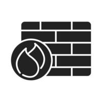 cyber security and information or network protection firewall system silhouette style icon vector