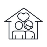 father and mother in house love family day icon in outline style vector