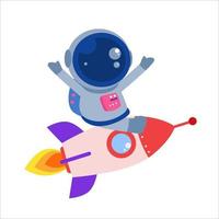 Astronaut With Rocket Character Vector Template Design Illustration