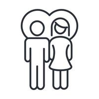 parents couple in love heart family day icon in outline style vector