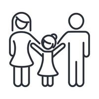 father mother and daughter happiness family day icon in outline style vector