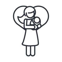 mother carrying baby family day icon in outline style vector