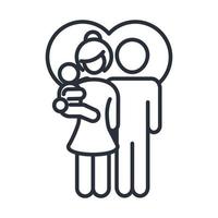 father and mother carrying a little son love family day icon in outline style vector