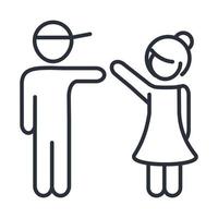 son and daughter little boy and girl family day icon in outline style vector