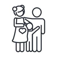 pregnant woman father and little son family day icon in outline style vector