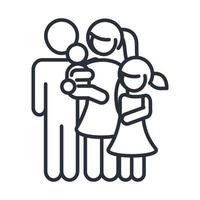 father mother carrying a little son and daughter family day icon in outline style vector