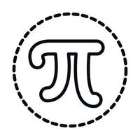 Matemáticas educación escuela ciencia pi símbolo línea e icono de estilo vector