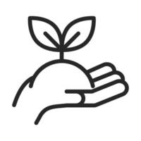 donation charity volunteer help social hand holding plant line style icon vector