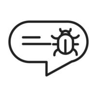 cyber security and information or network protection infected message privacy line style icon vector