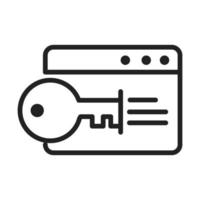 cyber security and information or network protection key access data line style icon vector