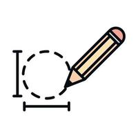 math education school science pencil drawing circle line and fill style icon vector