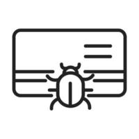 cyber security and information or network protection data infection virus bug line style icon vector