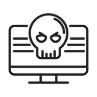 cyber security and information or network protection computer danger problem line style icon vector