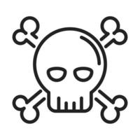 cyber security and information or network protection danger caution line style icon vector