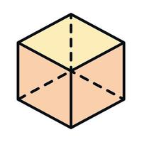 math education school science three dimensional cube geometry line and fill style icon vector