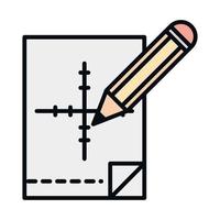 math education school science paper with drawing cartesian graph line and fill style icon vector